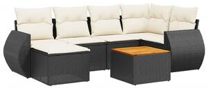 VidaXL Polyrattan Kerti Ülőgarnitúra - 7 részes - Fekete