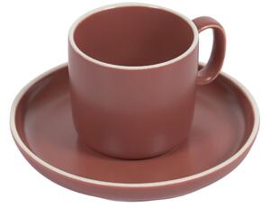 Piros porcelán csésze és csészealj Kave Home Roperta 200 ml
