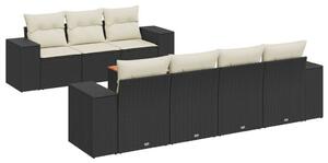 VidaXL Polyrattan Kerti Ülőgarnitúra - 8 részes - Fekete