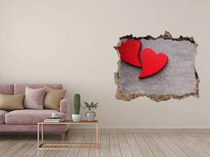 3d lyuk fal dekoráció Piros szívek