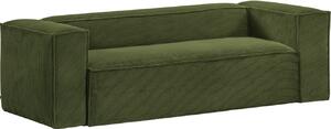 Zöld kordbársony háromüléses kanapé Kave Home Block 240 cm
