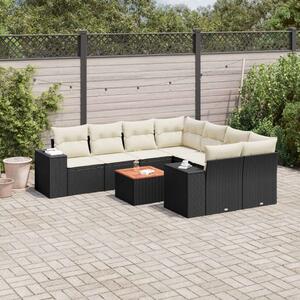 VidaXL Polyrattan Kerti Ülőgarnitúra - 9 részes - Fekete