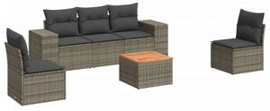VidaXL Polyrattan Kerti Ülőgarnitúra - 6 részes - Szürke