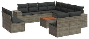 VidaXL Polyrattan Kerti Ülőgarnitúra - 12 részes - Szürke
