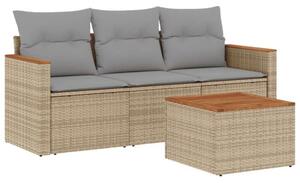 VidaXL Polyrattan Kerti Ülőgarnitúra - 4 részes - Bézs