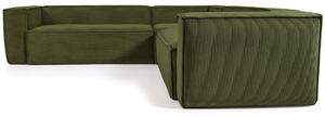 Zöld kordbársony sarokkanapé Kave Home Tömb 290 cm, bal/jobb