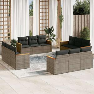 VidaXL Polyrattan Kerti Ülőgarnitúra - 12 részes - Szürke