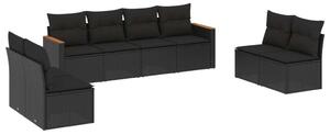 VidaXL Polyrattan Kerti Ülőgarnitúra - 8 részes - Fekete