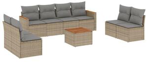 VidaXL Polyrattan Kerti Ülőgarnitúra - 9 részes - Bézs