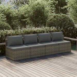 VidaXL 4 részes szürke polyrattan kerti ülőgarnitúra párnákkal