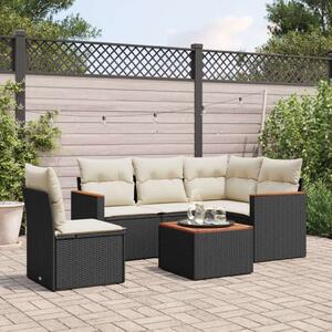 VidaXL 6 részes Kerti Ülőgarnitúra - Fekete Polyrattan