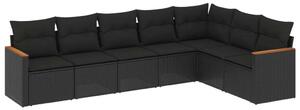 VidaXL 7 részes Kerti Ülőgarnitúra - Polyrattan - Fekete