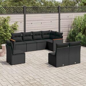VidaXL Polyrattan Kerti Ülőgarnitúra - 8 részes - Fekete