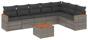 VidaXL Polyrattan Kerti Ülőgarnitúra - 8 részes - Szürke