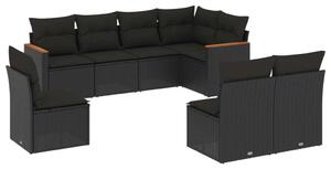 VidaXL Polyrattan Kerti Ülőgarnitúra - 8 részes - Fekete