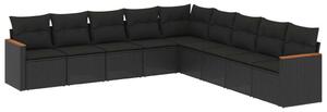 VidaXL Polyrattan Kerti Ülőgarnitúra - 9 részes - Fekete