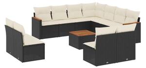 VidaXL Polyrattan Kerti Ülőgarnitúra - 12 részes - Fekete