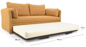 Mustársárga szövet kanapéágy Kave Home Tanit 210 cm