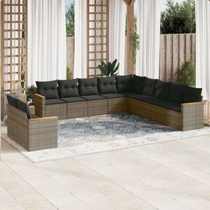 VidaXL Polyrattan Kerti Ülőgarnitúra - 11 részes - Szürke