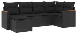 VidaXL Polyrattan Kerti Ülőgarnitúra - 6 részes - Fekete