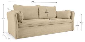 Bézs szövet kanapéágy Kave Home Tanit 210 cm