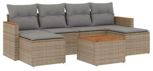 VidaXL Polyrattan Kerti Ülőgarnitúra - 7 részes - Bézs