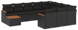 VidaXL Polyrattan Kerti Ülőgarnitúra - 11 részes - Fekete