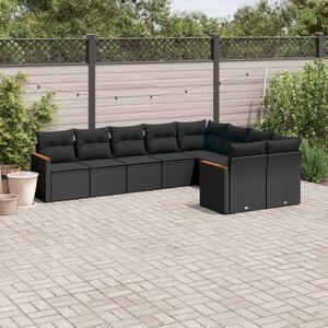 VidaXL Polyrattan Kerti Ülőgarnitúra - 9 részes - Fekete