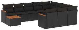 VidaXL Polyrattan Kerti Ülőgarnitúra - 11 részes - Fekete