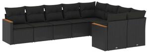 VidaXL Polyrattan Kerti Ülőgarnitúra - 9 részes - Fekete