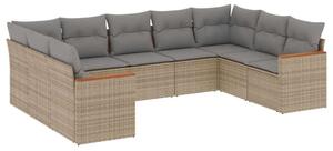 Polyrattan Kerti Ülőgarnitúra - 9 részes - Bézs