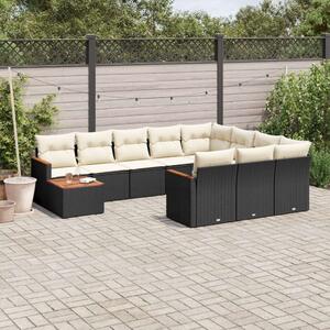 VidaXL Polyrattan Kerti Ülőgarnitúra - 11 részes - Fekete