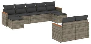 VidaXL Polyrattan Kerti Ülőgarnitúra - 9 részes - Szürke