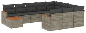 VidaXL Polyrattan Kerti Ülőgarnitúra - 11 részes - Szürke