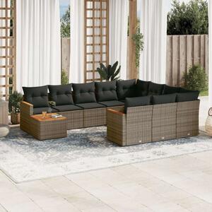 VidaXL Polyrattan Kerti Ülőgarnitúra - 11 részes - Szürke