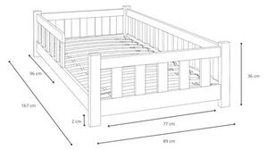 PINI gyermekágy 160x80 alacsony fa, lakkozatlan, matraccal - natúr