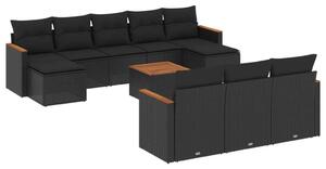 VidaXL Polyrattan Kerti Ülőgarnitúra - 11 részes - Fekete