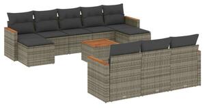 VidaXL Polyrattan Kerti Ülőgarnitúra - 11 részes - Szürke
