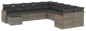 VidaXL Polyrattan Kerti Ülőgarnitúra - 11 részes - Szürke