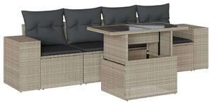 VidaXL Polyrattan Kerti Ülőgarnitúra - 5 részes, Világosszürke