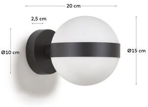 Fehér és fekete üveg fali lámpa Kave Home Anasol 15 cm