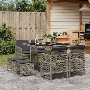 VidaXL Polyrattan Kerti Étkezőgarnitúra - 9 részes - Szürke