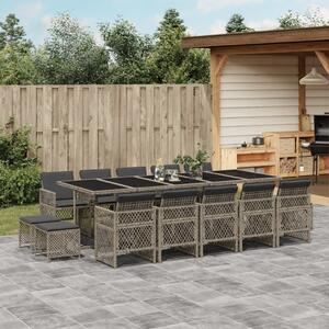VidaXL Polyrattan Kerti Étkezőgarnitúra - 15 részes - Szürke