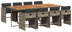 VidaXL Polyrattan Kerti Étkezőgarnitúra - 9 részes - Szürke