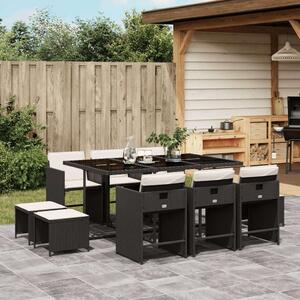 VidaXL Polyrattan Kerti Étkezőgarnitúra - 11 részes - Fekete