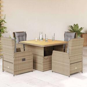 VidaXL Polyrattan Kerti Étkezőgarnitúra - 5 részes - Bézs