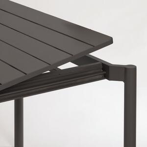 Matt fekete fém összecsukható kerti asztal Kave Home Zaltana 140/200 x 90 cm