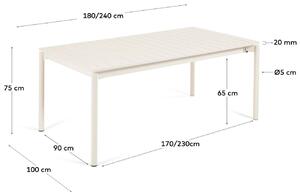 Matt fehér fém összecsukható kerti asztal Kave Home Zaltana 180/240 x 100 cm