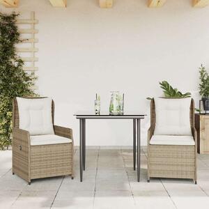 VidaXL Kerti Étkezőgarnitúra - 3 részes - Bézs Polyrattan