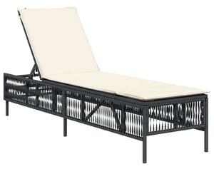 VidaXL Napozóágy - Fekete Polyrattan - 198cm